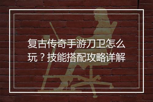 复古传奇手游刀卫怎么玩？技能搭配攻略详解