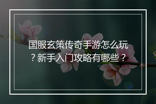 国服玄策传奇手游怎么玩？新手入门攻略有哪些？