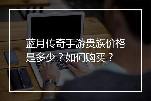 蓝月传奇手游贵族价格是多少？如何购买？