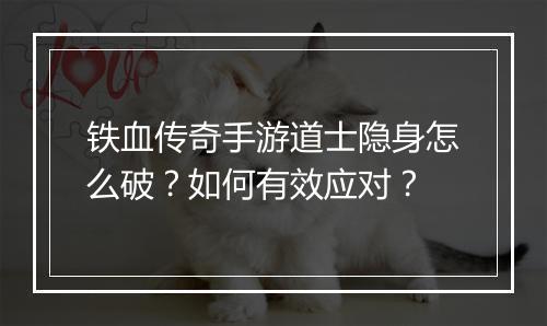 铁血传奇手游道士隐身怎么破？如何有效应对？