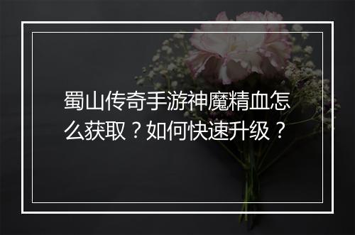 蜀山传奇手游神魔精血怎么获取？如何快速升级？