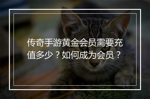 传奇手游黄金会员需要充值多少？如何成为会员？