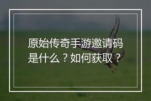 原始传奇手游邀请码是什么？如何获取？