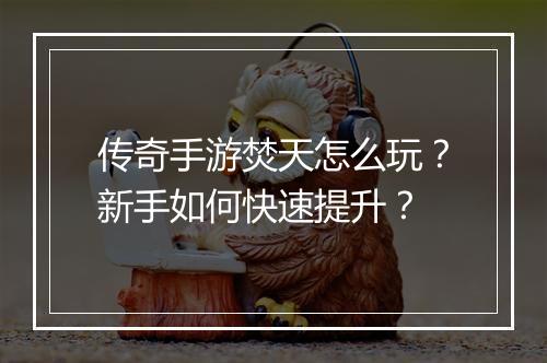 传奇手游焚天怎么玩？新手如何快速提升？