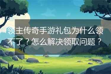 领主传奇手游礼包为什么领不了？怎么解决领取问题？