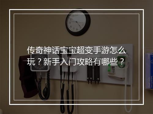 传奇神话宝宝超变手游怎么玩？新手入门攻略有哪些？
