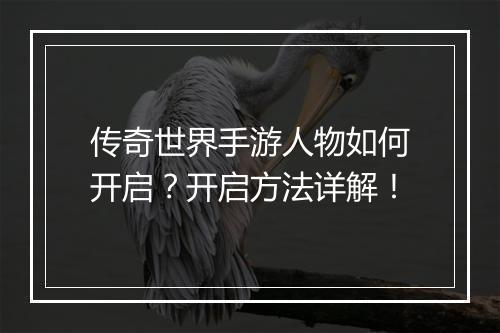 传奇世界手游人物如何开启？开启方法详解！