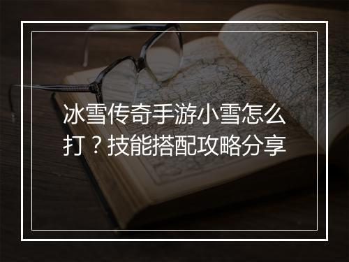 冰雪传奇手游小雪怎么打？技能搭配攻略分享