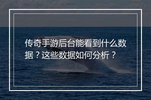 传奇手游后台能看到什么数据？这些数据如何分析？