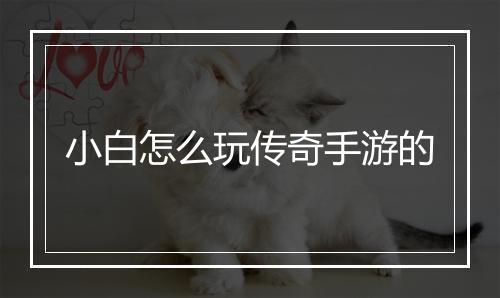 小白怎么玩传奇手游的