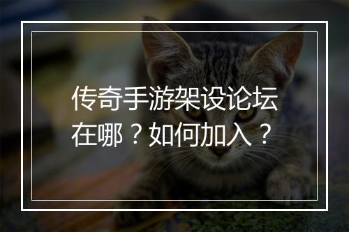 传奇手游架设论坛在哪？如何加入？