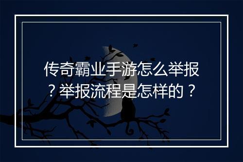 传奇霸业手游怎么举报？举报流程是怎样的？