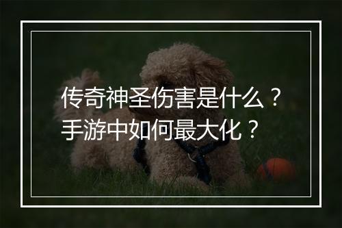 传奇神圣伤害是什么？手游中如何最大化？