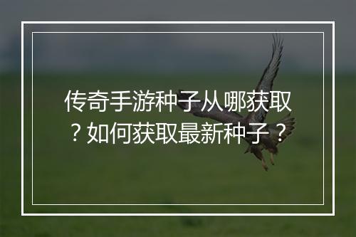 传奇手游种子从哪获取？如何获取最新种子？