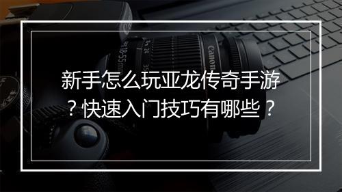新手怎么玩亚龙传奇手游？快速入门技巧有哪些？