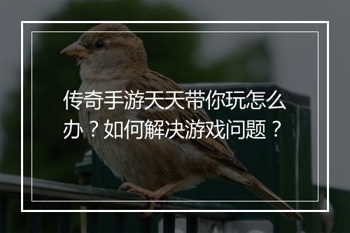 传奇手游天天带你玩怎么办？如何解决游戏问题？