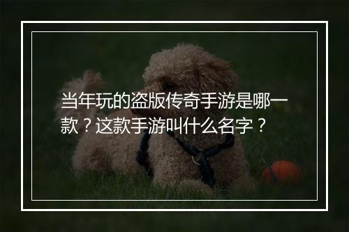 当年玩的盗版传奇手游是哪一款？这款手游叫什么名字？