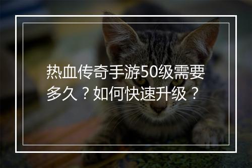 热血传奇手游50级需要多久？如何快速升级？