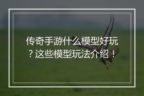 传奇手游什么模型好玩？这些模型玩法介绍！