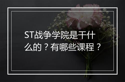 ST战争学院是干什么的？有哪些课程？