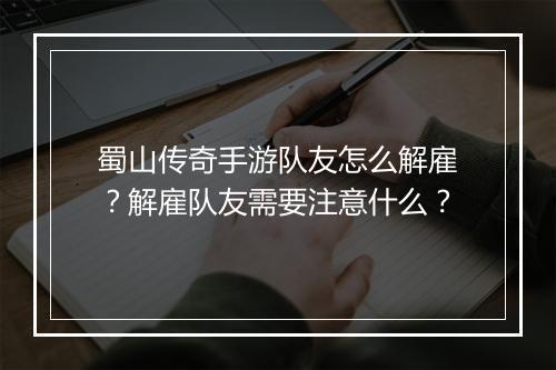 蜀山传奇手游队友怎么解雇？解雇队友需要注意什么？