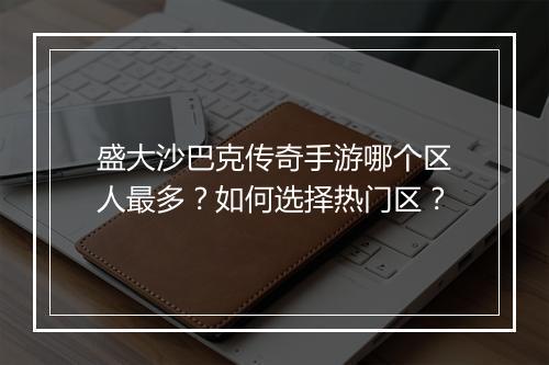 盛大沙巴克传奇手游哪个区人最多？如何选择热门区？