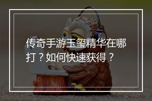 传奇手游玉玺精华在哪打？如何快速获得？