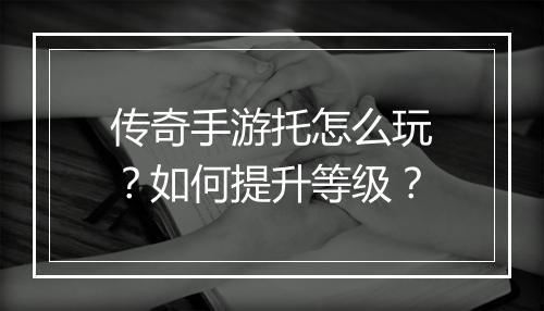 传奇手游托怎么玩？如何提升等级？