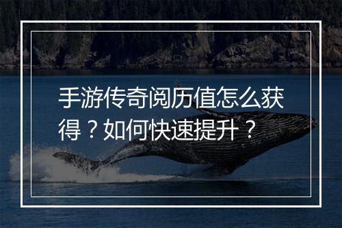 手游传奇阅历值怎么获得？如何快速提升？