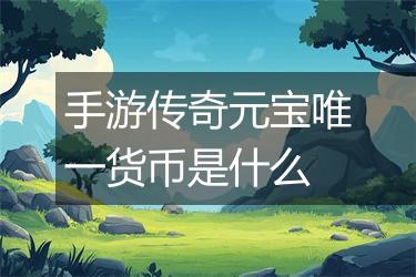 手游传奇元宝唯一货币是什么