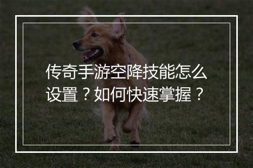传奇手游空降技能怎么设置？如何快速掌握？