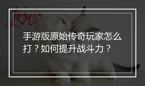 手游版原始传奇玩家怎么打？如何提升战斗力？