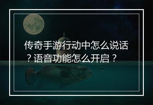 传奇手游行动中怎么说话？语音功能怎么开启？