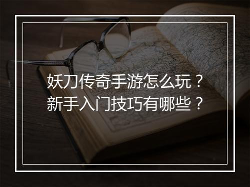 妖刀传奇手游怎么玩？新手入门技巧有哪些？