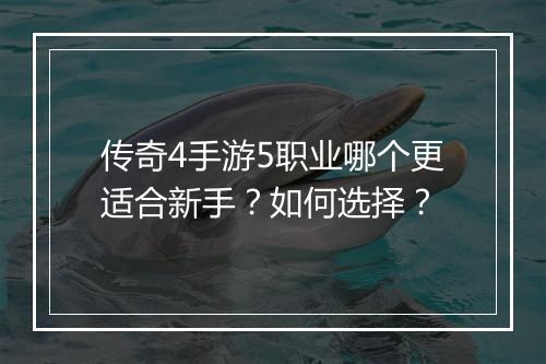 传奇4手游5职业哪个更适合新手？如何选择？