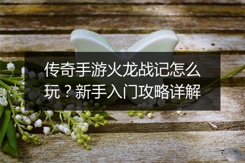 传奇手游火龙战记怎么玩？新手入门攻略详解