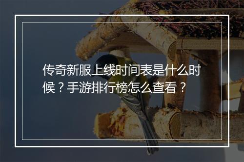 传奇新服上线时间表是什么时候？手游排行榜怎么查看？