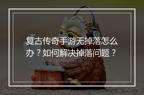 复古传奇手游无掉落怎么办？如何解决掉落问题？