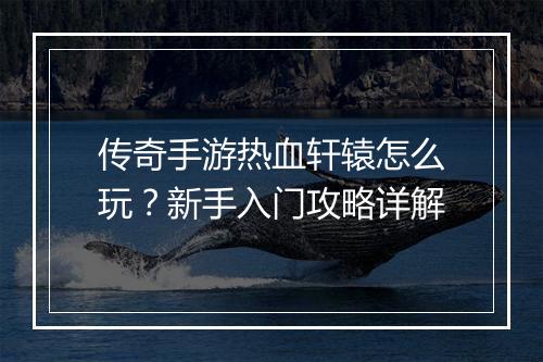 传奇手游热血轩辕怎么玩？新手入门攻略详解