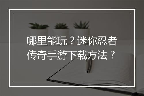 哪里能玩？迷你忍者传奇手游下载方法？