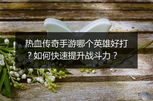 热血传奇手游哪个英雄好打？如何快速提升战斗力？