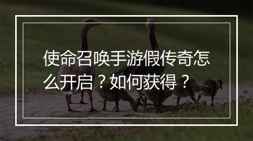 使命召唤手游假传奇怎么开启？如何获得？