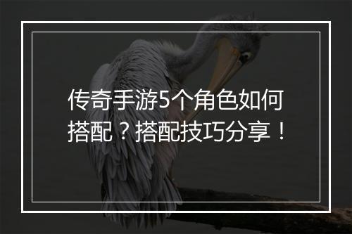 传奇手游5个角色如何搭配？搭配技巧分享！