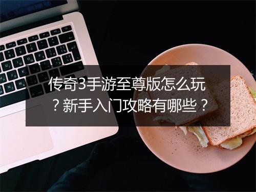传奇3手游至尊版怎么玩？新手入门攻略有哪些？