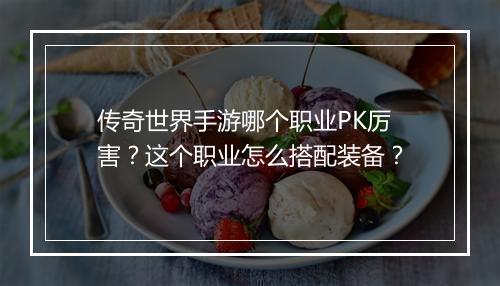 传奇世界手游哪个职业PK厉害？这个职业怎么搭配装备？