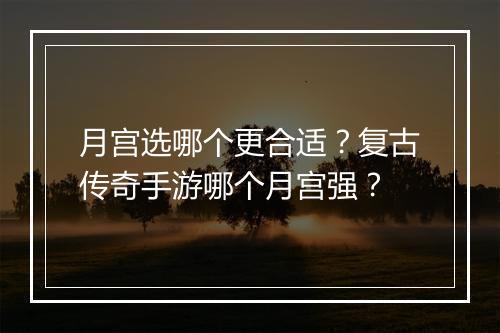 月宫选哪个更合适？复古传奇手游哪个月宫强？
