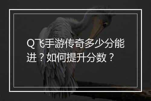 Q飞手游传奇多少分能进？如何提升分数？