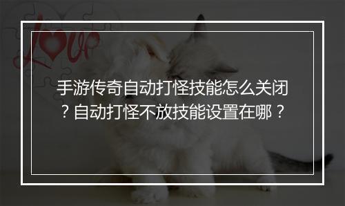 手游传奇自动打怪技能怎么关闭？自动打怪不放技能设置在哪？