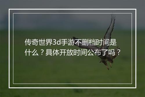 传奇世界3d手游不删档时间是什么？具体开放时间公布了吗？