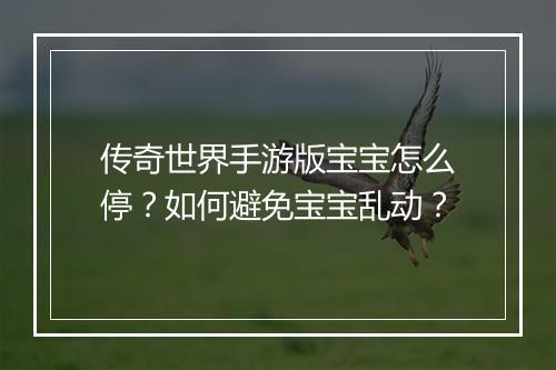 传奇世界手游版宝宝怎么停？如何避免宝宝乱动？